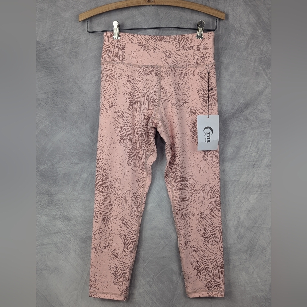 Zyia Girls Size 12-14 NWT Leggings Pink With Bronze Shimmer Accents